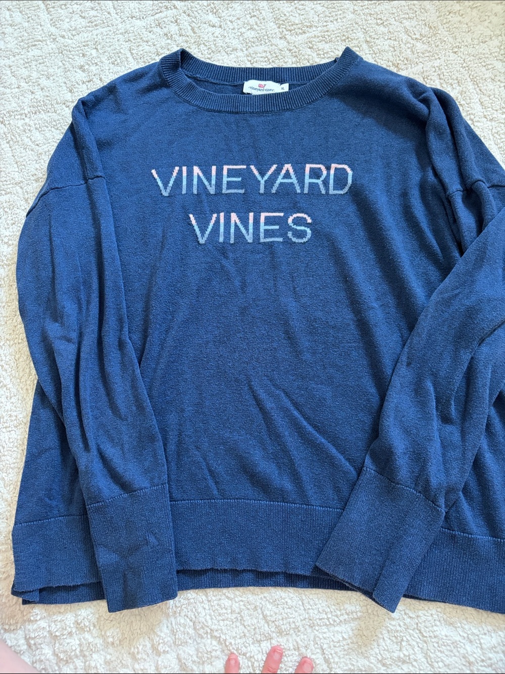 Vineyard Vines Navy Crew with Pastel Logo